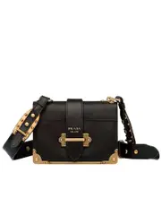 Prada Cahier Black Leather Shoulder Bag