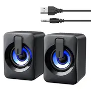 USB Wired Computer Speakers for Desktop PC Laptop Stereo LED RGB Light Soundbar