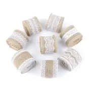 2Meter/Roll Jute Burlap Hessian Lace Ribbon White Lace Trim Edge Party DecoPW
