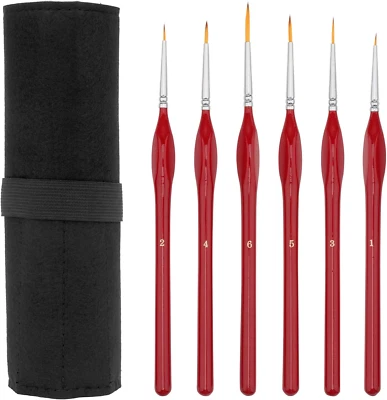 6 Pcs Miniature Paint Brushes Detail Set Fine Tipped Small Artist Paintbrushes