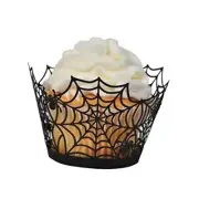 BinaryABC Halloween Cupcake Wrappers,Spider Web Cupcake Wrapper,Halloween