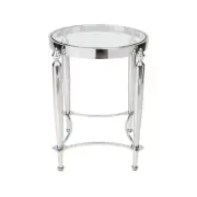 Cafe Lighting & Living Jak Glass Side Table (Nickel) - 49cm x 56cm