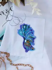 DIY Bead Embroidery Patch Kit "Blue gold-A" 2.2"x3.8" 5.7x9.7 cm, Abris Art