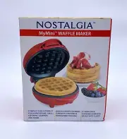 Nostalgia My Mini Red Electric Waffle Maker 5" Non-Stick Cooking Surface MWF5RD