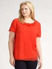 NWT ELIE TAHARI chiffon silk blouse top career PLUS SIZE $248 0X orange designer