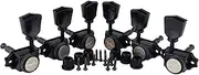 Guyker Locking Guitar Machine Heads (3R + 3L) - 1:15 Ratio Lock String Vintage Deluxe Tuning Key Pegs Tuners Set Replacement for Electric, Acoustic or Folk Guitars - Black Handle