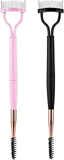 Eyelash Comb - Eyebrow Eyelash Shaper | Double Head Eyebrow Brush | Mascara Comb Spoolie Brush | Portable Half Arc Makeup Tools, Eyelash Brush Foldable for Women, Girls, Teens, Ladies, Adults