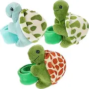 FELTECHELECTR 3pcs Plush Turtle Animal Slap Bracelet Soft Stuffed Wrist Band for Parties Comfortable Hugger Fun Decorative Accessories for Themed Events and Birthdays