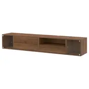 EKET media storage combination, brown walnut effect/clear glass, 210x35x35 cm