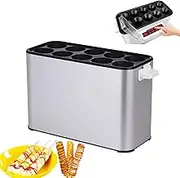Automatic Egg Roller Machine 10 Tubes Sausage Roll Maker 1400W Electric Egg fryer Cooker Omelet Maker for Breakfast, Non Stick Vertical Hot Dog Cup Eggs Sausage Boiler for Commercial, Snack Stall