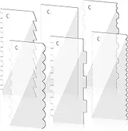 NILLOS Cake Decorating Comb, 6 PCS Clear Cake Scrapers Set for Cake Contouring, Detailing (6 Kinds)