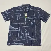 NWT Quiksilver Surf Waterman Paddle Board Out Blue L Tiki Button Down Shirt New