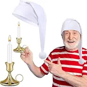 [Chuarry] Halloween Pajama Accessory Men's Pajama Cap Night Sleeping Cap White Candle and Candle Stick Holder
