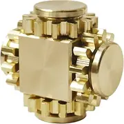 Fidget Cube Spinner, DMaos Linkage 4 Gears Figity Spin Finger Games, Metal Brass with Super Smooth Bearings, Durable Mechanics Romoveable EDC, Figit Desk Toy for Adults - Gold