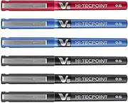 Pilot V5 Hi-Tecpoint Extra Fine Rollerball Pen 0.5mm Nib Tip, Business colour Black Blue Red