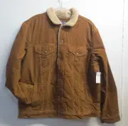 GAP UNISEX ADULT Sherpa-Lined Denim Corduroy Icon Jacket - BROWN -LARGE