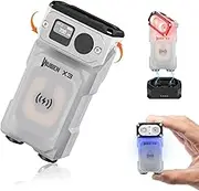 WUBEN X3 Mini Rechargeable Flashlight with Charging Base 180 Degree EDC Keychain Torches Twist Ip65 Waterproof Magnet Pocket Flashlight 10 Mode Type-C Lanyard for Camping, Outdoor,Inspection, Gift