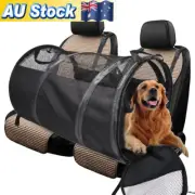 AU Pet Tube Soft Kennel Car Crate for Back Seat Foldable Dog Cat Mesh Carrier