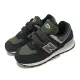 New Balance 童鞋 574 寬楦 中童 小朋友 黑 綠 麂皮 魔鬼氈 NB PV574KBG-W