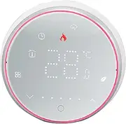 [Grcfumo] Smart Thermostat, Accurate Programmable Control Panel with LED Display, AC95 to 240V Wall Mounted Round Digital Thermostat for Home, Office Water Heating Systems (White)