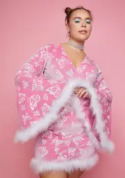[Sugar Thrillz] Plus Winter Flutters Velvet Wrap Top