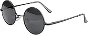 QLXYYFC Round Sunglasses Retro Eyewear Round Sunglasses Metal Frame UV Protection Circle Glasses Retro Eyewear for Men Women Black