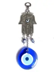 Evil Eye Medium size (4 inch) Hamsa and 1.5 inch glass eye home decor