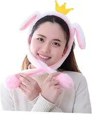 [FOYTOKI] Bunny Headband with Moving Ears Plush Hair Band for Parties Photo Props and Cosplay Events Fun Accessory for Halloween Christmas and Dress-up