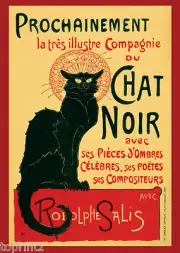 Chat Noir Black Cat Vintage print art poster Prochainement painting A1 size