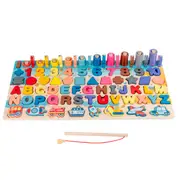 7 in 1 Montessori Educational Wooden Puzzle Board Stacking Blocks Coun