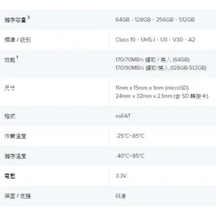 【MR3C】含稅 KINGSTON Canvas Go Plus Micro SD 128GB 記憶卡 170MB/s