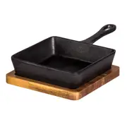 Davis & Waddell Fine Foods Cast Iron Skillet w/ Acacia Trivet 23.5x14cm Black