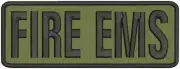Fire Ems embroidery patch 3x8 hook on back black letters and green background