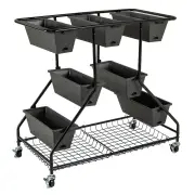 CostwayVertical Raised Garden Bed with 7 Planter Boxes Storage Baskets-Black