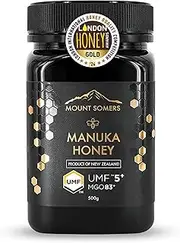 Mount Somers 100% Pure Premium Raw Manuka Honey - UMF 5+ / MGO 83+ 500g Jar, Non GMO New Zealand Manuka Honey, Genuine Natural Superfood, Great Taste, UMF Certified & Traceable