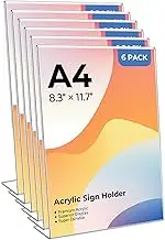 A4 Acrylic Sign Holder, 6 Pack T-Shape Perspex A4 Menu Display Stand for Poster, Office Store Restaurant