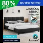 ALFORDSON Bed Frame Queen Double King Single Base Wooden Slats Fabric Charcoal