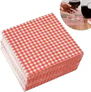 MFCGHXR Pack of 80 Graph Paper Napkins Disposable Graph Paper Napkins 33cm x 33cm Red White Napkins for Family Dinners Picnic BBQ New Year Christmas Birthday Party