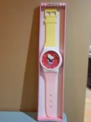 Hello Kitty Wristwatch Wall Clock 3ft Pink Yellow Straps Red Face NIB