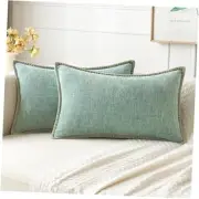 Pack of 2 Couch Throw Pillow Covers 12x20 20" x 12" (Pack of 2) Greyish Green