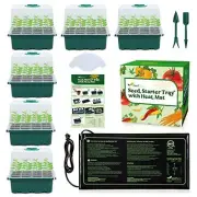 SEEDLING TRAYS with Heat Mat Green 12 Cells 7-Pack SEEDFACTOR
