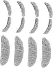 4Sets Fake Beard Eyebrows Props for Halloween Costume Self Adhesive Cosplay Accessories for Men Realistic Appearance Easy to Apply for Parties and Masquerades Grey