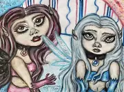 Pastel Goth Faeries KSams art gothic faery fairy abstract 5 x 7 SIGNED PRINT
