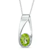 Oval Peridot Pendant in 10K White Gold