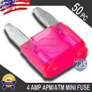 50 Pack 4A Mini Blade Style Fuses APM/ATM 32V Short Circuit Protection Car Fuse