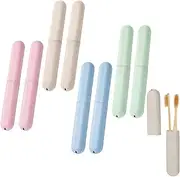 Travel Toothbrush Case with Ventilation Holes, Portable Toothbrush Holder, Creative Wheat Straw Toothbrush Storage Box, Breathable Toothbrush Case for Home Travel Business Camping School (8 PCS)