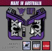 FOX style RHYTHM 34 Fork Decals Stickers PURPLE / grey / black.