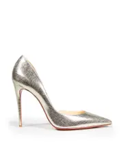 Silver Saffiano Leather Pumps