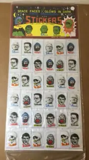 36x GLOW in the Dark MONSTER STICKERS full display vending Dracula Halloween