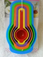 6Pcs Plastic Multi Color Measuring Cup Spoons Set Home Baking Kitchen Tools